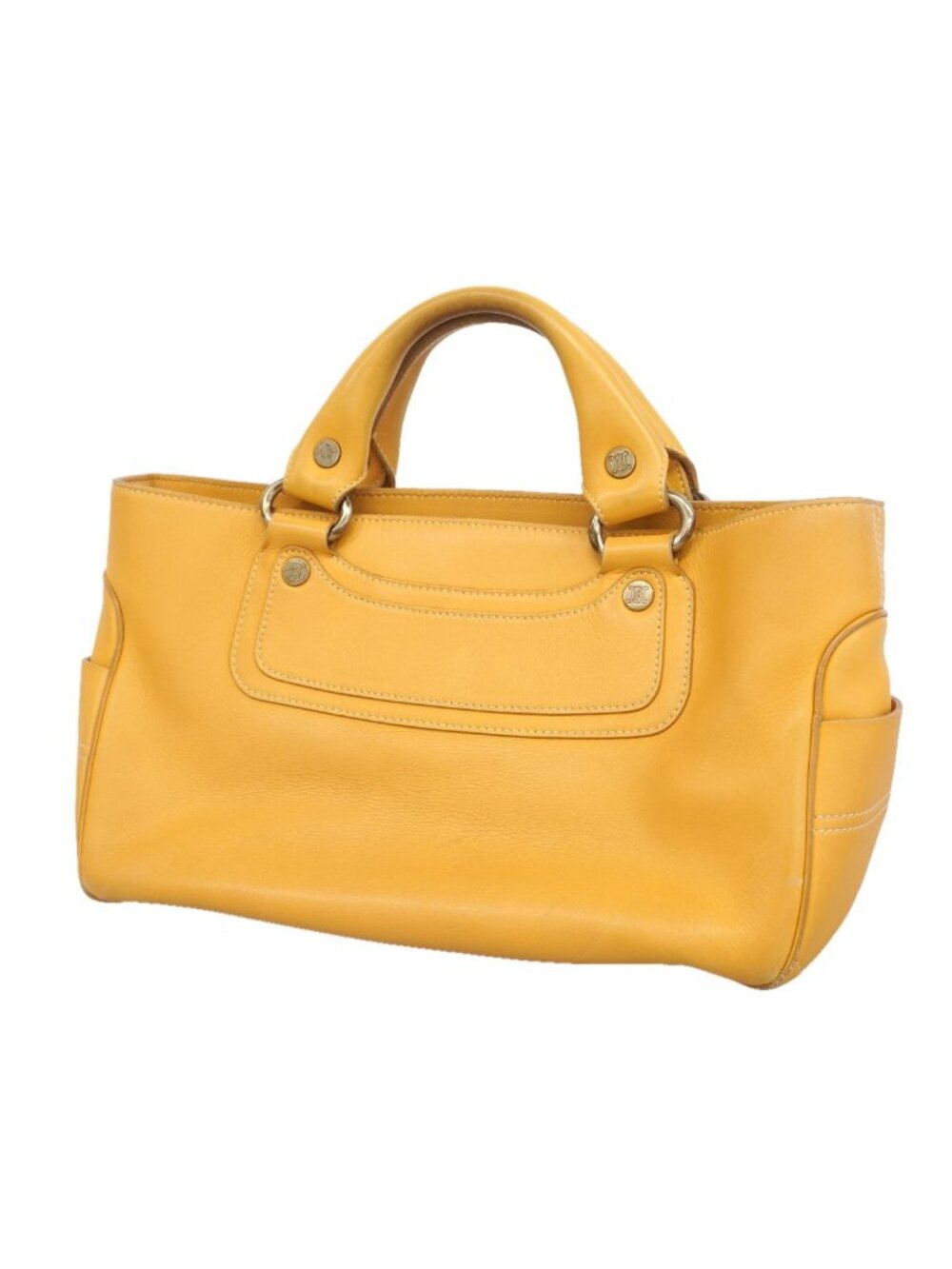 Celine Handbag Boogie Leather Mustard Silver